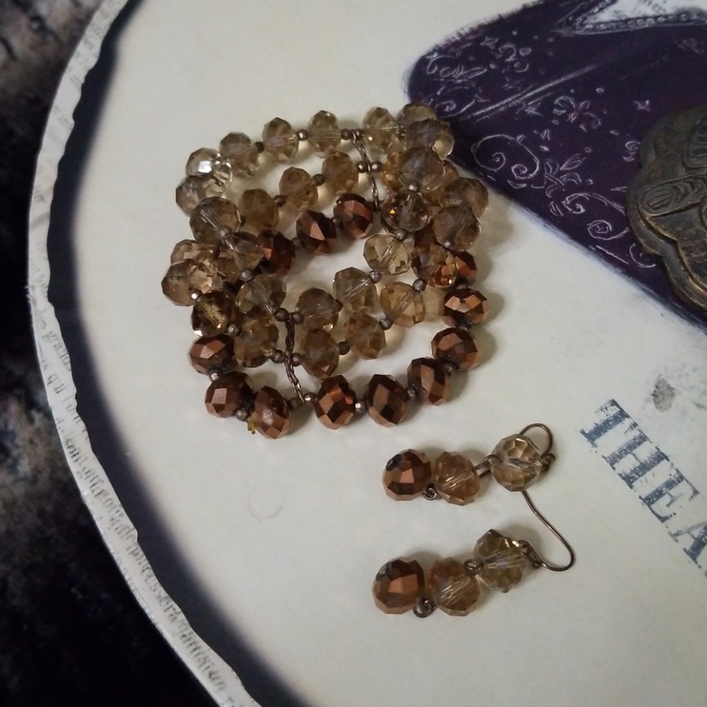 Beaded bracelet & matching earrings